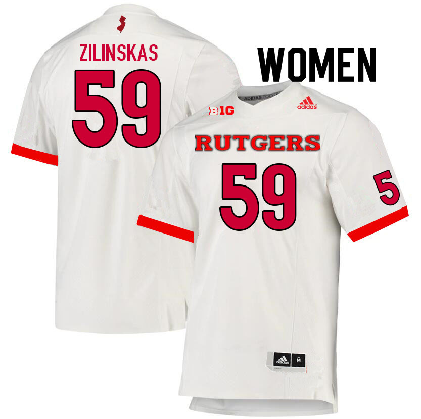 Women #59 Gus Zilinskas Rutgers Scarlet Knights College Football Jerseys Sale-White - Click Image to Close